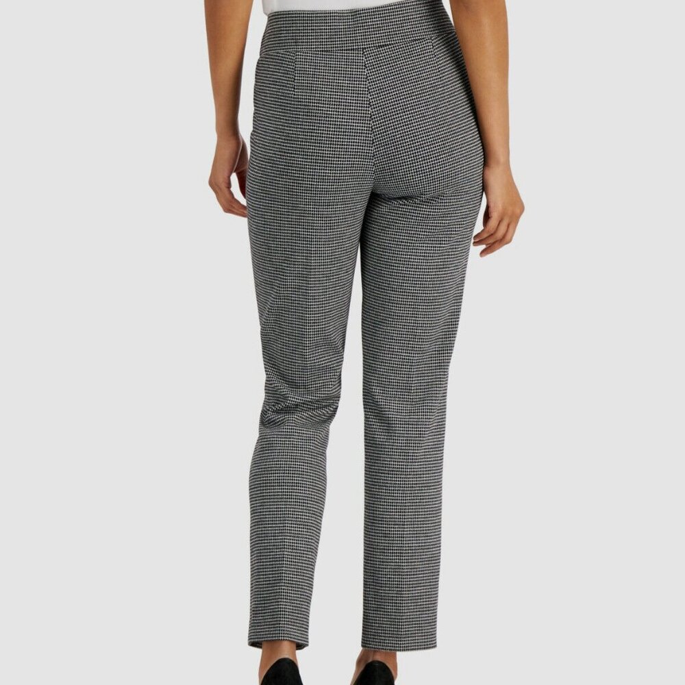 NWOT Kasper Black White Houndstooth Straight Leg Stretch Ponte Dress Pants L